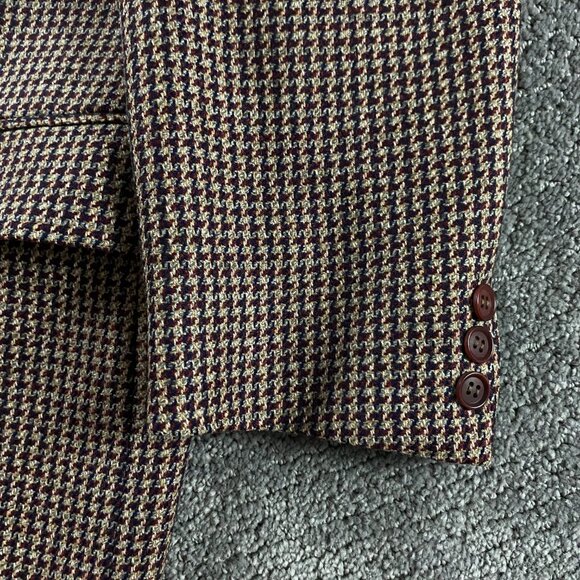 Ermenegildo Zegna Soft Wool Mohair Houndstooth Blazer Men's 44 Red Brown Blue - Picture 6 of 16